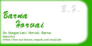 barna horvai business card